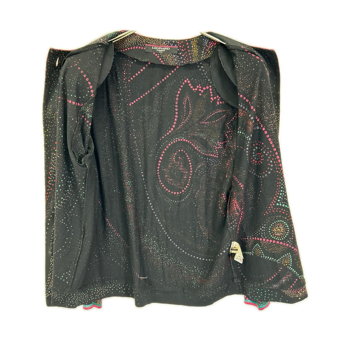 LEONARD Leonard 0349128 Black all-over-pattern wool×silk cardigan Tops