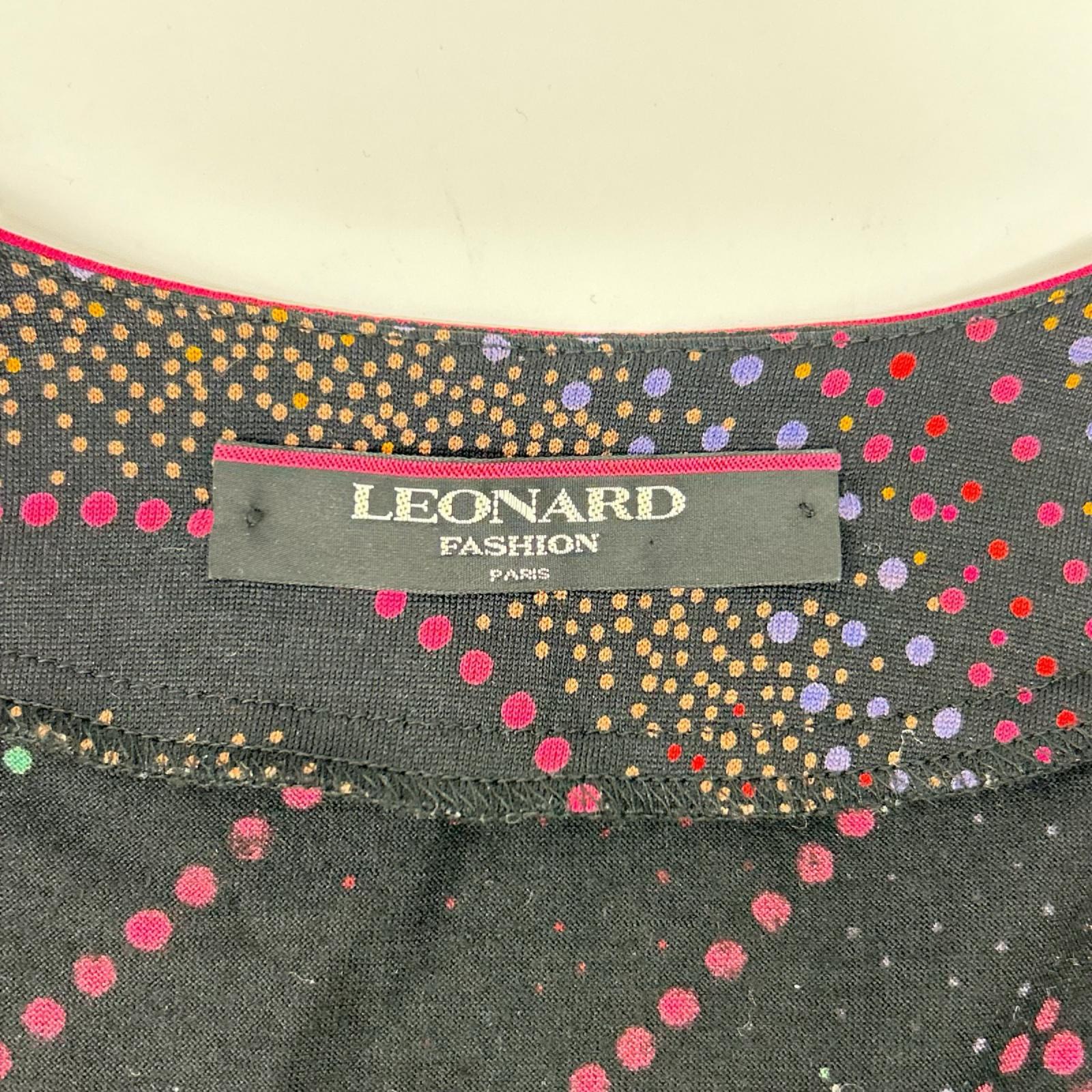 LEONARD レオナール 0349128 ブラック 総柄 ウール×シルク カーディガン トップス