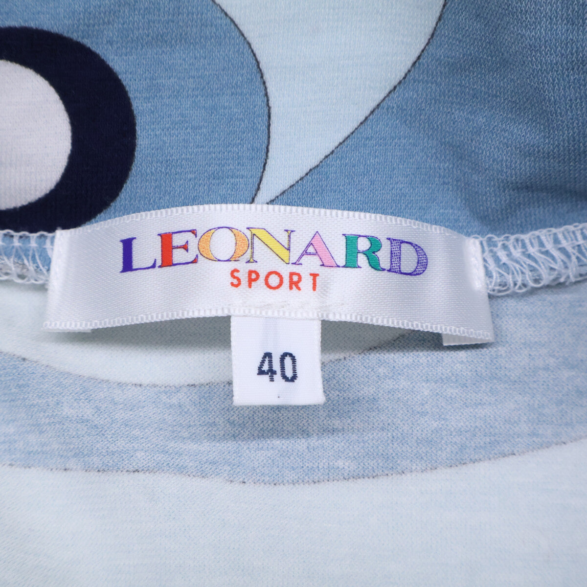 LEONARDSPORT レオナールスポーツ 0568304 ホワイト×ブルー フラワープリント コットン モックネック カットソー トップス