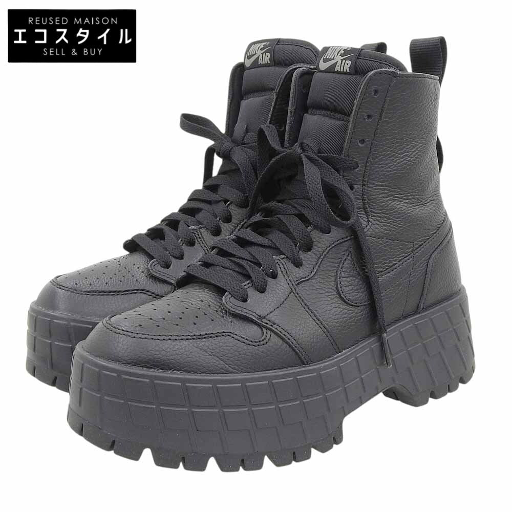 NIKE ナイキ 美品 エア ジョーダン 1 ブルックリン レザー スニーカーブーツ シューズ レディース 黒 ブラック 25cm FJ5737-001 シューズ