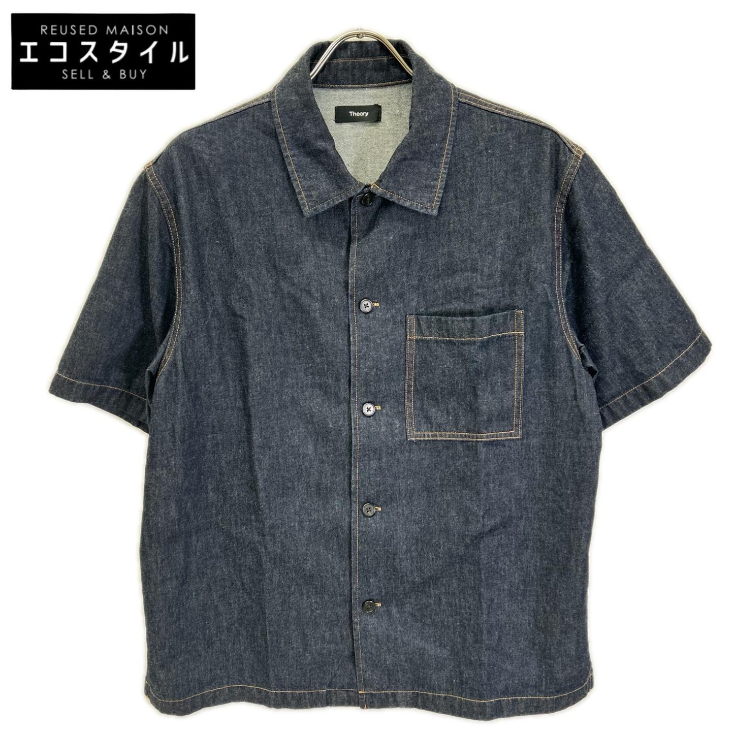 Theory セオリー 26年製 インディゴ デニム ショートスリーブ シャツ トップス