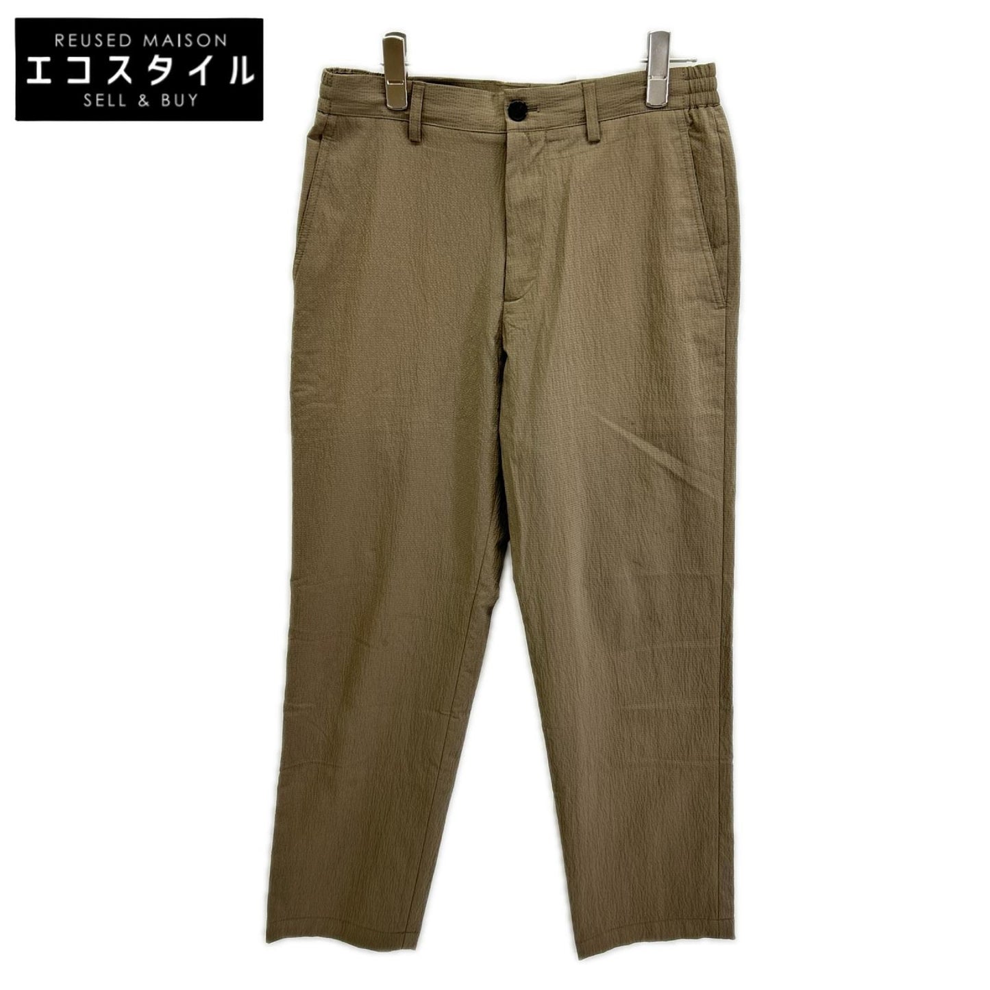 Theory セオリー 26年製 ブラウン シアサッカー セミテーパード パンツ トップス
