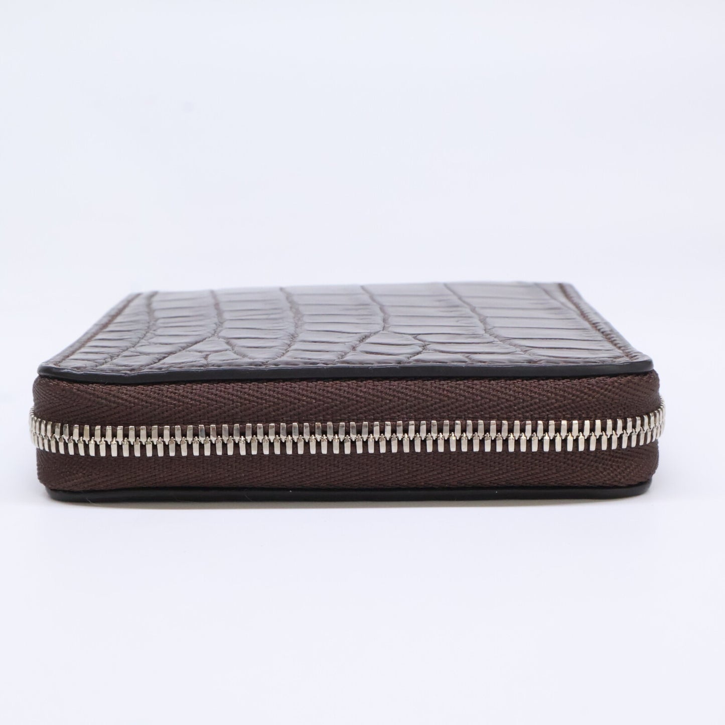 MANSOU 万双 【美品】m00000383 クロコダイル ラウンド二つ折り財布 二つ折り財布（小銭入れあり）