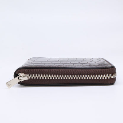 MANSOU 万双 【美品】m00000383 クロコダイル ラウンド二つ折り財布 二つ折り財布（小銭入れあり）