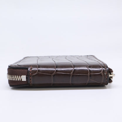 MANSOU 万双 【美品】m00000383 クロコダイル ラウンド二つ折り財布 二つ折り財布（小銭入れあり）