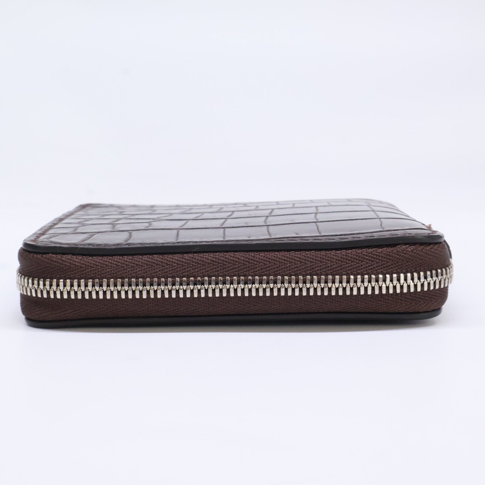 MANSOU 万双 【美品】m00000383 クロコダイル ラウンド二つ折り財布 二つ折り財布（小銭入れあり）