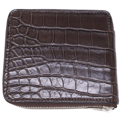 MANSOU 万双 【美品】m00000383 クロコダイル ラウンド二つ折り財布 二つ折り財布（小銭入れあり）