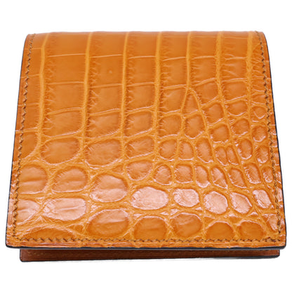 MANSOU 万双 【新品同様】m00000415 クロコダイルミニ財布(小銭入無) 二つ折り財布（小銭入れなし）