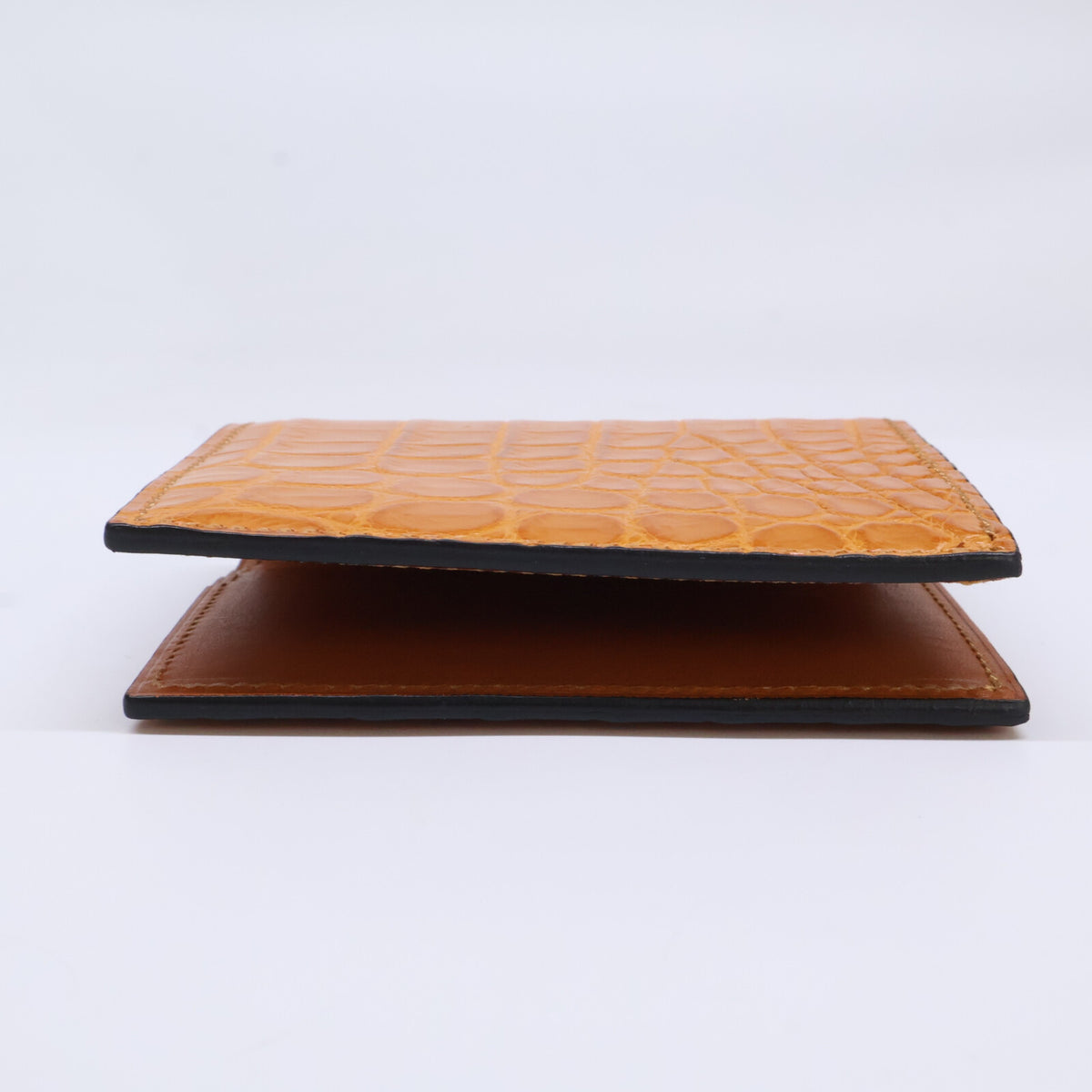 MANSOU 万双 【新品同様】m00000415 クロコダイルミニ財布(小銭入無) 二つ折り財布（小銭入れなし）
