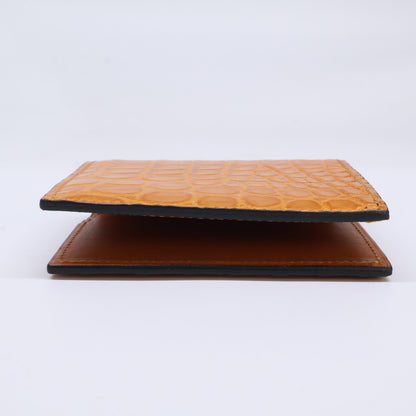 MANSOU 万双 【新品同様】m00000415 クロコダイルミニ財布(小銭入無) 二つ折り財布（小銭入れなし）