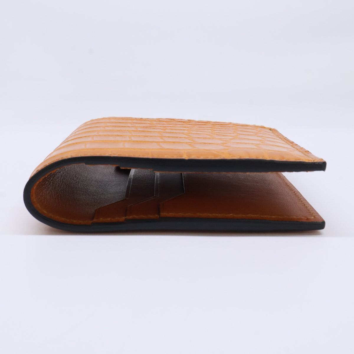 MANSOU 万双 【新品同様】m00000415 クロコダイルミニ財布(小銭入無) 二つ折り財布（小銭入れなし）
