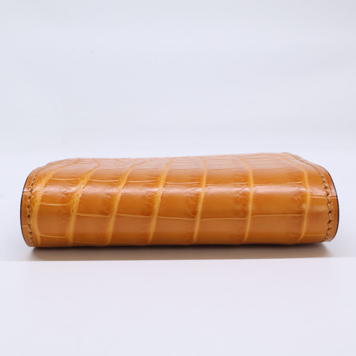 MANSOU 万双 【新品同様】m00000415 クロコダイルミニ財布(小銭入無) 二つ折り財布（小銭入れなし）