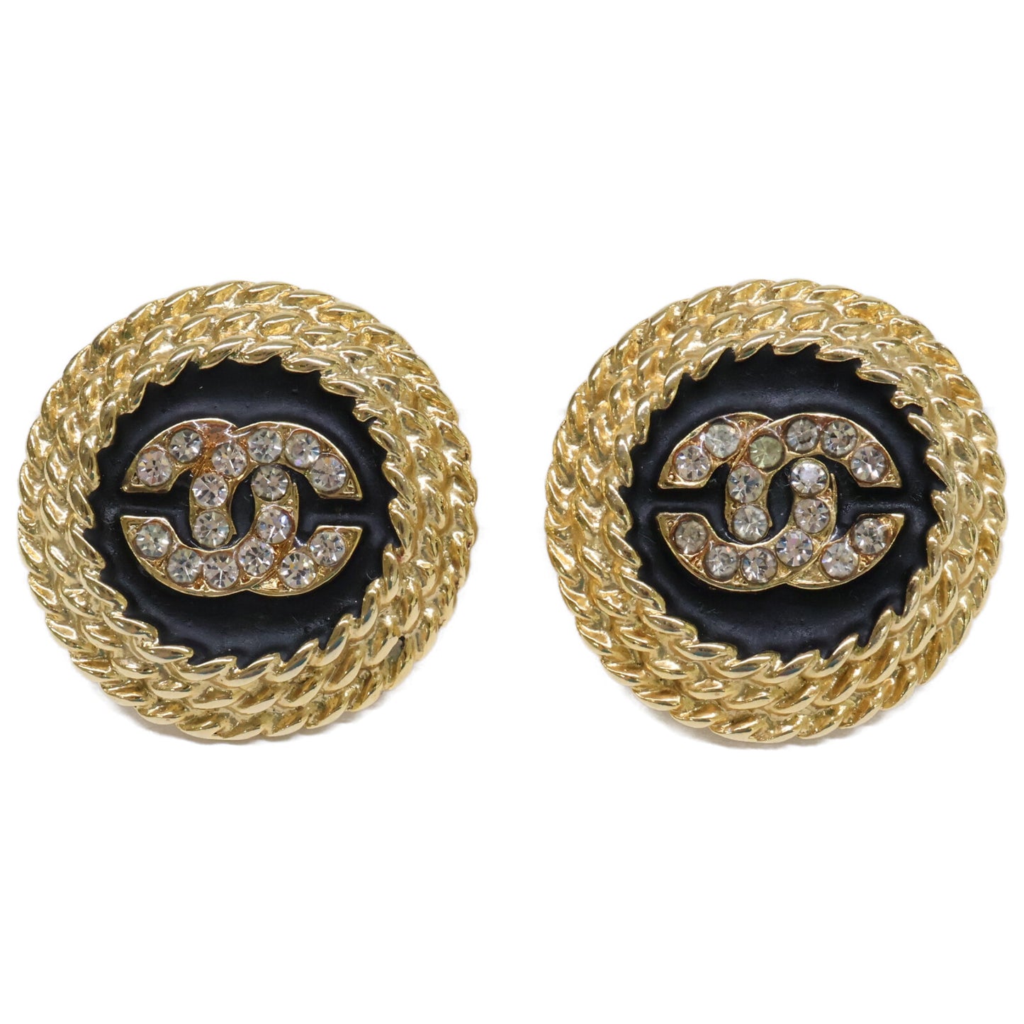 CHANEL シャネル 美品 ココマーク ラインストーン イヤリング
