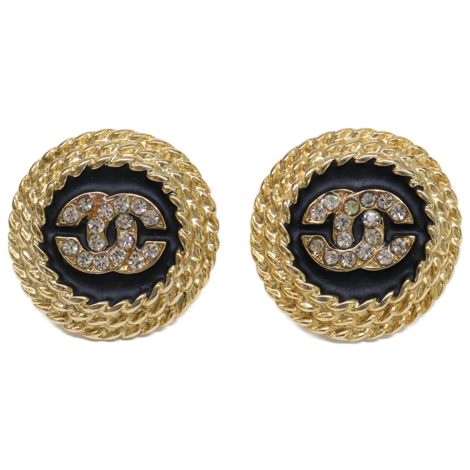CHANEL シャネル 美品 ココマーク ラインストーン イヤリング