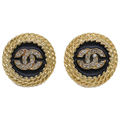 CHANEL シャネル 美品 ココマーク ラインストーン イヤリング