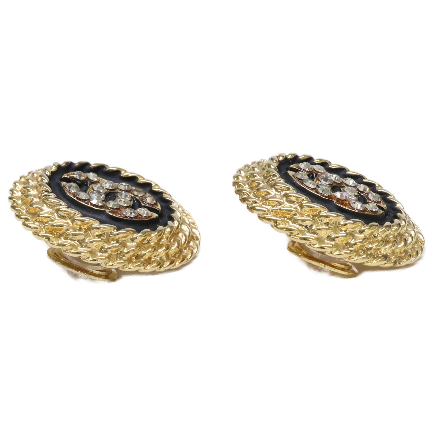CHANEL シャネル 美品 ココマーク ラインストーン イヤリング