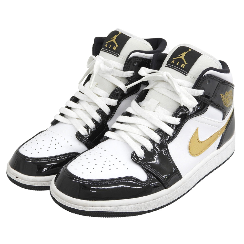 NIKE ナイキ 美品 エアジョーダン1 ミッド SE ハイカットスニーカー シューズ メンズ ブラック×ホワイト 27cm 852542-007 シューズ