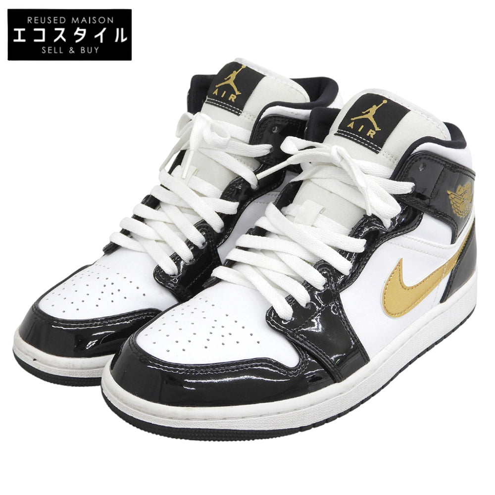 NIKE ナイキ 美品 エアジョーダン1 ミッド SE ハイカットスニーカー シューズ メンズ ブラック×ホワイト 27cm 852542-007 シューズ