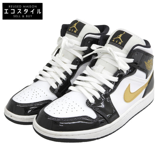 NIKE ナイキ 美品 エアジョーダン1 ミッド SE ハイカットスニーカー シューズ メンズ ブラック×ホワイト 27cm 852542-007 シューズ