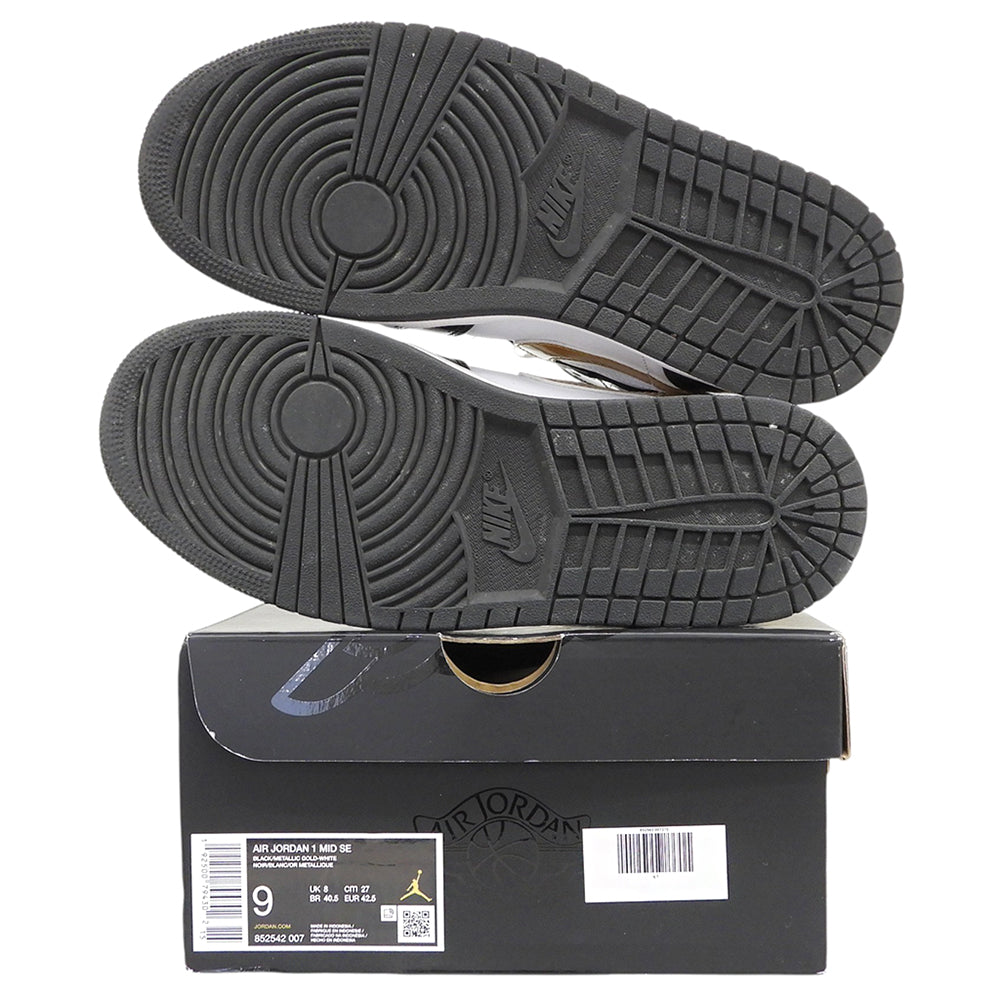 NIKE ナイキ 美品 エアジョーダン1 ミッド SE ハイカットスニーカー シューズ メンズ ブラック×ホワイト 27cm 852542-007 シューズ