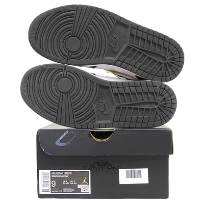 NIKE ナイキ 美品 エアジョーダン1 ミッド SE ハイカットスニーカー シューズ メンズ ブラック×ホワイト 27cm 852542-007 シューズ