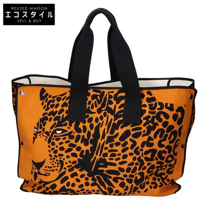 HERMES エルメス 美品 レオパード 折り畳み ビーチバッグ トラベルバッグ エコバッグ トートバッグ