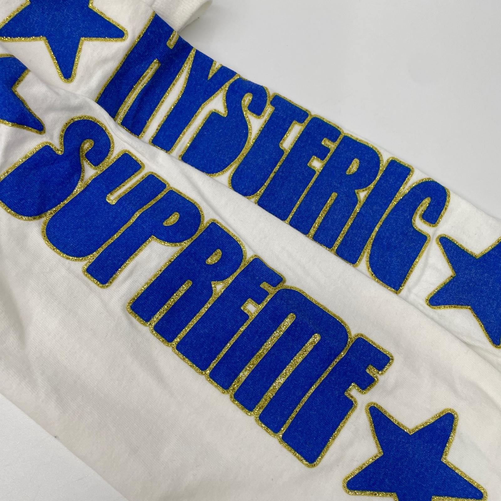 Supreme シュプリーム ×HYSTERIC GLAMOUR 21SS ホワイト コットン ブルーロゴ L/STシャツ トップス