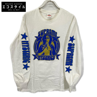 Supreme シュプリーム ×HYSTERIC GLAMOUR 21SS ホワイト コットン ブルーロゴ L/STシャツ トップス