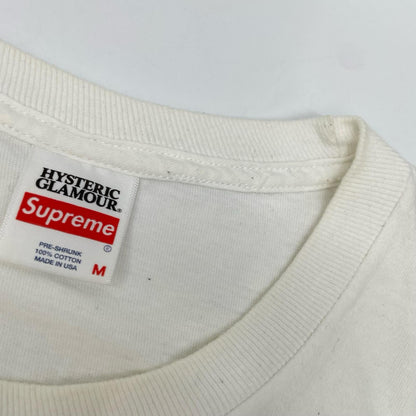 Supreme シュプリーム ×HYSTERIC GLAMOUR 21SS ホワイト コットン ブルーロゴ L/STシャツ トップス