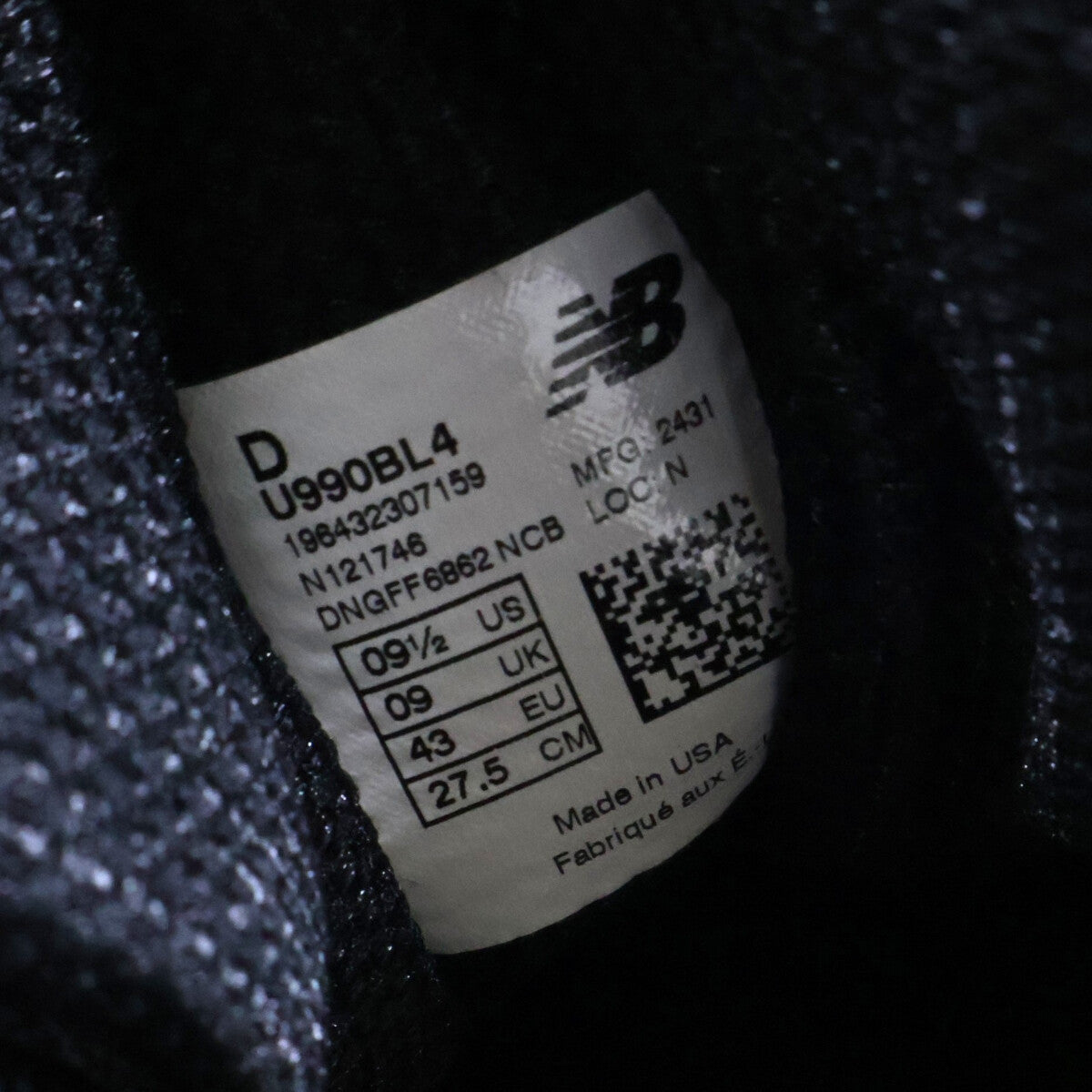 NEW BALANCE ニューバランス 【新品同様】U990BL4 990V4 Made in U.S.A. スエードｘメッシュ ローカットスニーカー シューズ