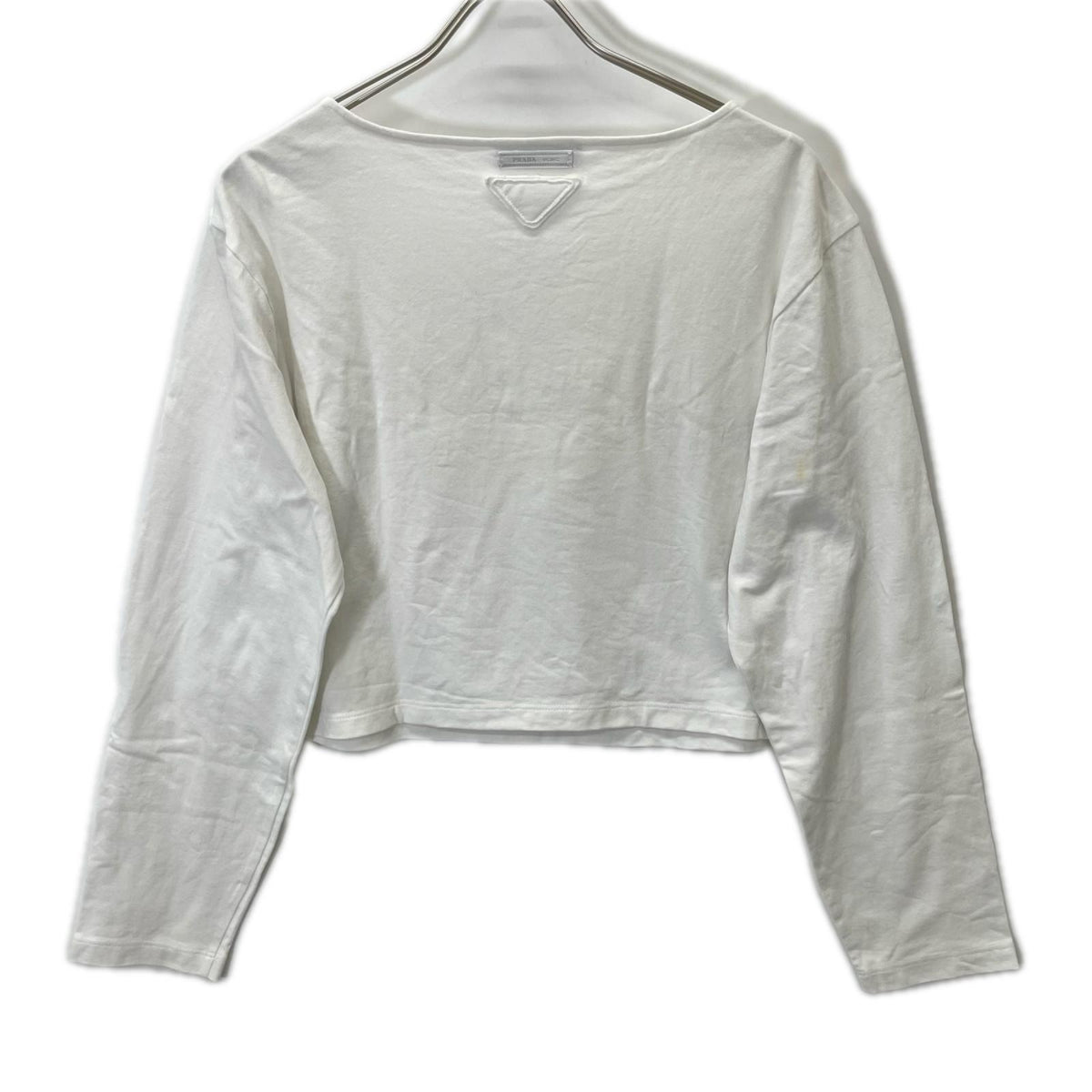 PRADA プラダ 34658 ホワイト ロゴ ボートネック 長袖Tシャツ トップス