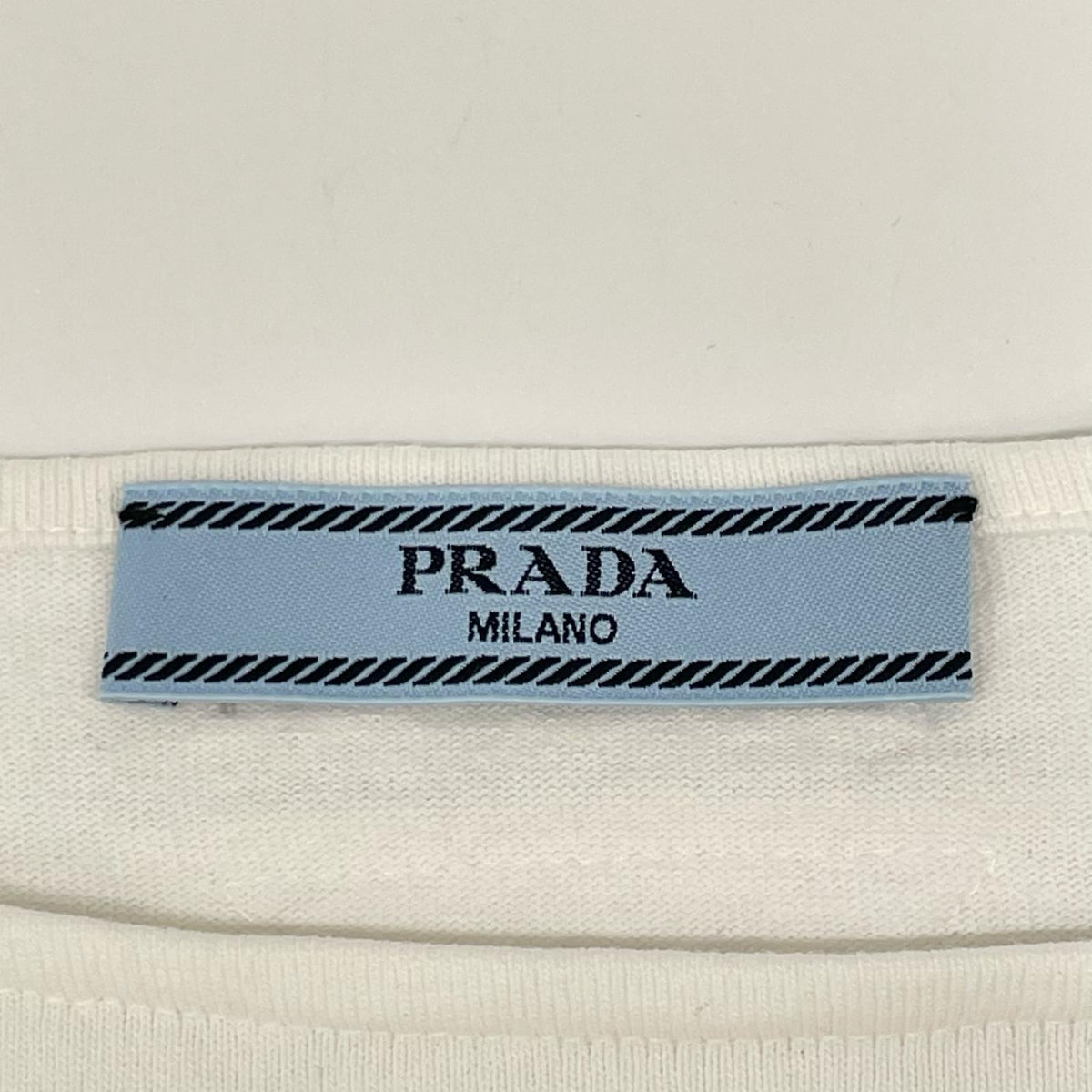 PRADA プラダ 34658 ホワイト ロゴ ボートネック 長袖Tシャツ トップス