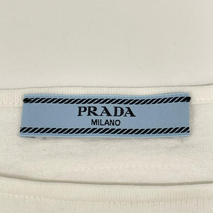 PRADA プラダ 34658 ホワイト ロゴ ボートネック 長袖Tシャツ トップス