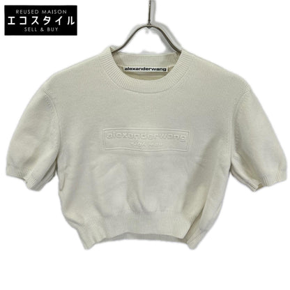 ALEXANDER WANG アレキサンダーワン ホワイト クルーネック 半袖ニット トップス