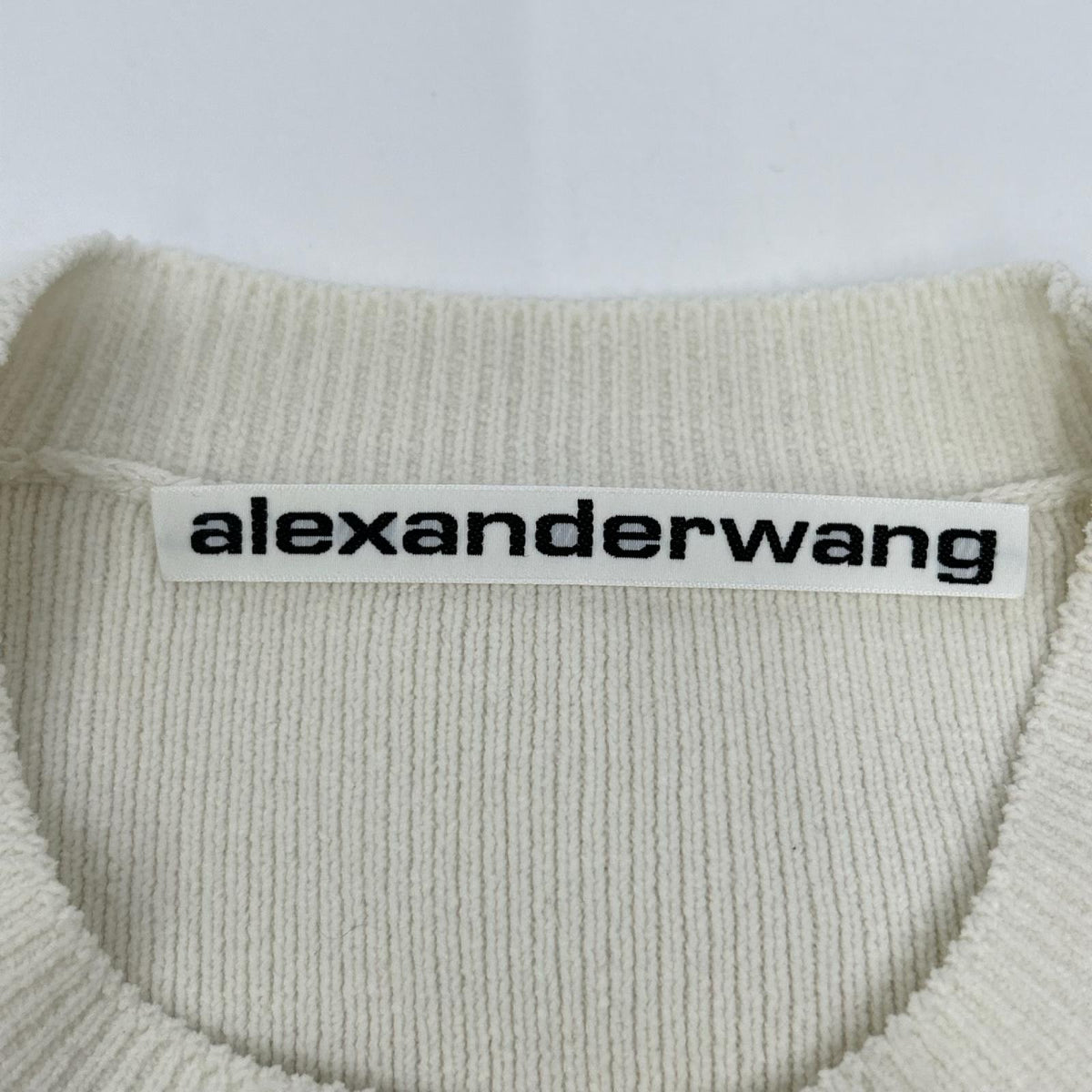 ALEXANDER WANG アレキサンダーワン ホワイト クルーネック 半袖ニット トップス