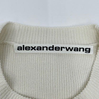ALEXANDER WANG アレキサンダーワン ホワイト クルーネック 半袖ニット トップス