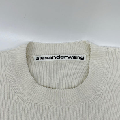 ALEXANDER WANG アレキサンダーワン ホワイト クルーネック 半袖ニット トップス