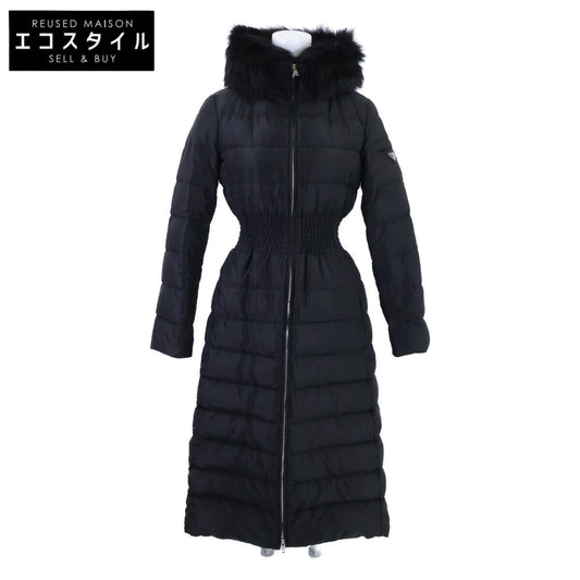 PRADA プラダ 【美品/国内正規/24年製】29E364 トライアングルプレート ファー付フーディダウン コート