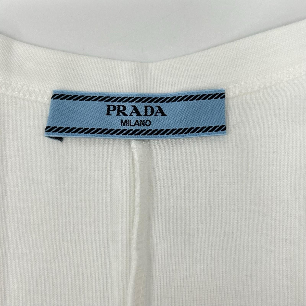 PRADA プラダ 23年製 33560C ホワイト トライアングルロゴ ノースリーブ リブニット ワンピース ワンピース