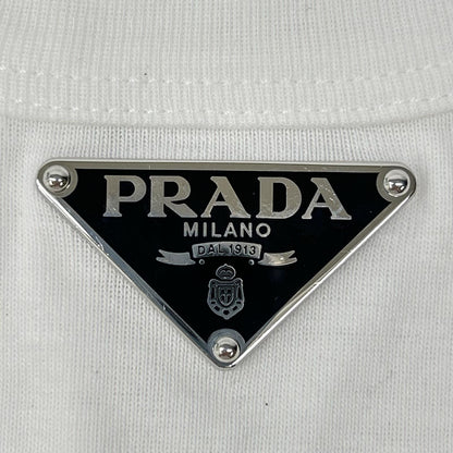 PRADA プラダ 23年製 33560C ホワイト トライアングルロゴ ノースリーブ リブニット ワンピース ワンピース