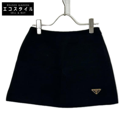 PRADA プラダ 24年製 P144Y S000 ブラック トライアングルロゴ ウール ミニスカート スカート
