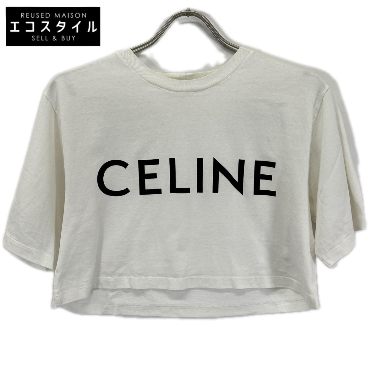 CELINE セリーヌ 2X761671Q.01EA ホワイト クロップド丈 半袖Tシャツ トップス