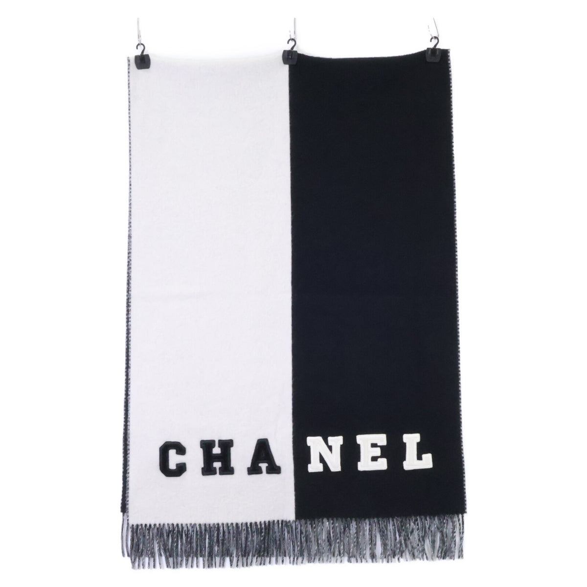 CHANEL シャネル ココマーク ロゴ バイカラー カシミヤ フリンジマフラー ストール