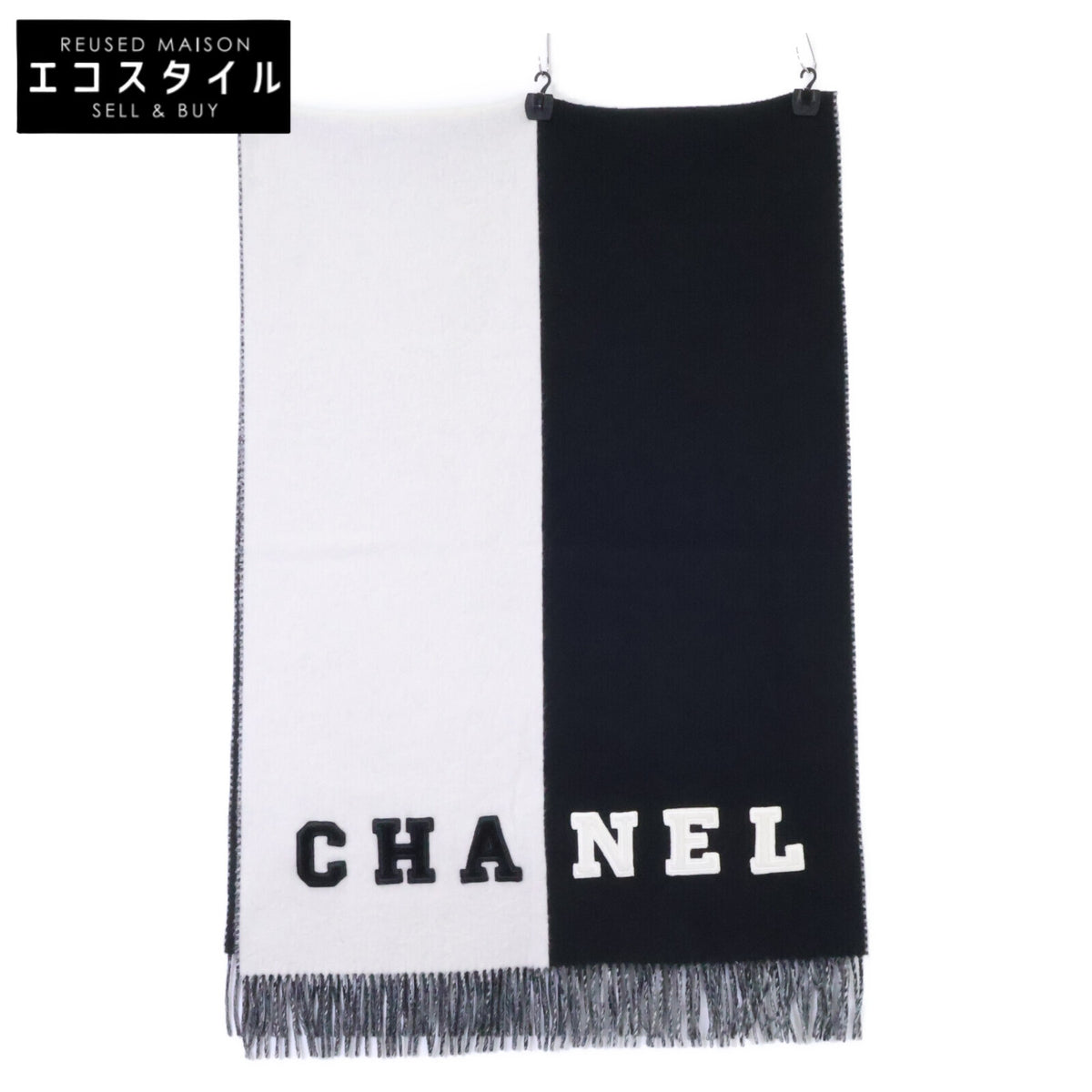 CHANEL シャネル ココマーク ロゴ バイカラー カシミヤ フリンジマフラー ストール