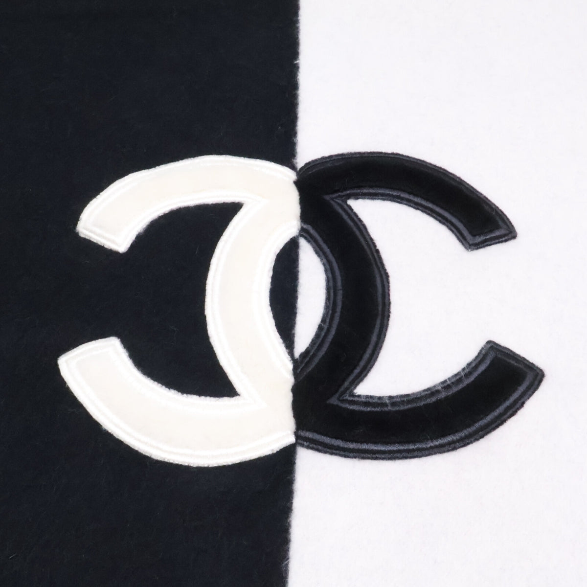 CHANEL シャネル ココマーク ロゴ バイカラー カシミヤ フリンジマフラー ストール