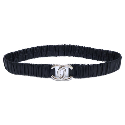 CHANEL シャネル 美品 B25 V AAB080 B20596 ココマーク ゴム ギャザー レザー ベルト