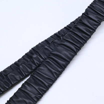 CHANEL シャネル 美品 B25 V AAB080 B20596 ココマーク ゴム ギャザー レザー ベルト