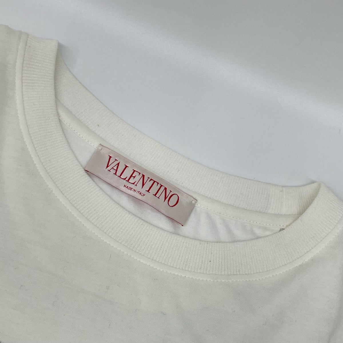 VALENTINO ヴァレンティノ 1B3MG18W7DN ホワイト スパンコール ロゴ 半袖Tシャツ トップス