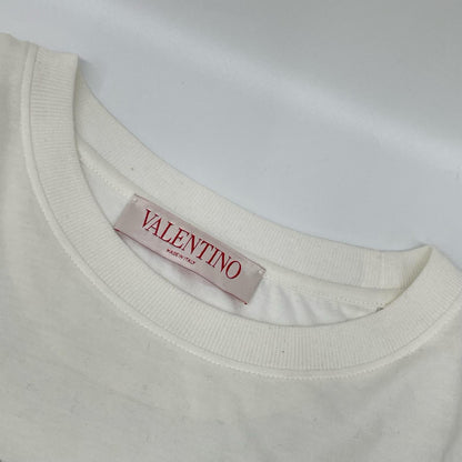 VALENTINO ヴァレンティノ 1B3MG18W7DN ホワイト スパンコール ロゴ 半袖Tシャツ トップス