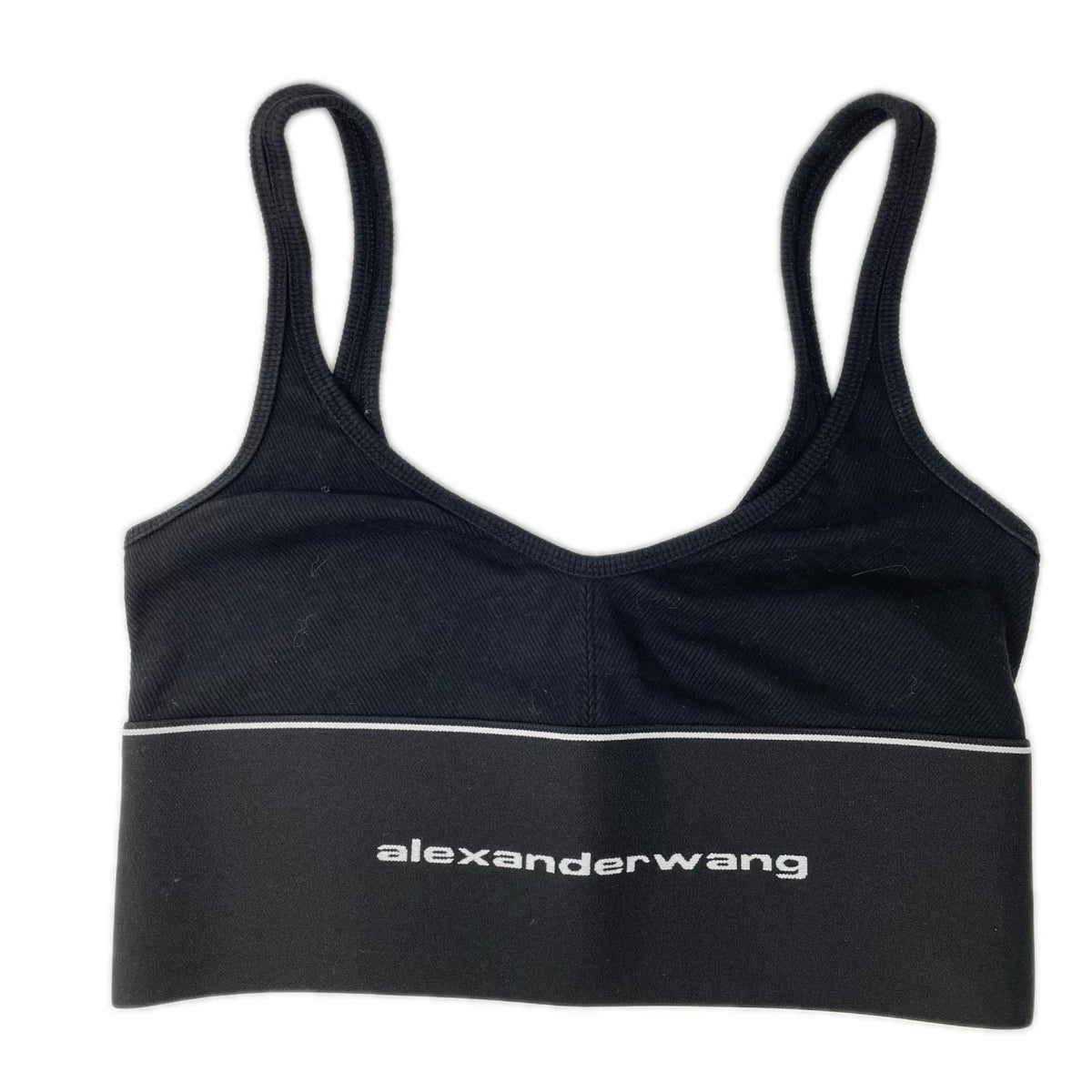 ALEXANDER WANG アレキサンダーワン 1CC4218077 ブラック ロゴ エラスティック タンクトップ トップス